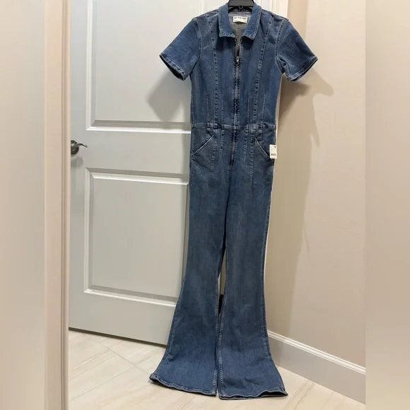 Free People Jayde Flair Jumpsuit Denim Jumpsuit Iron Black - Picture 5 of 7